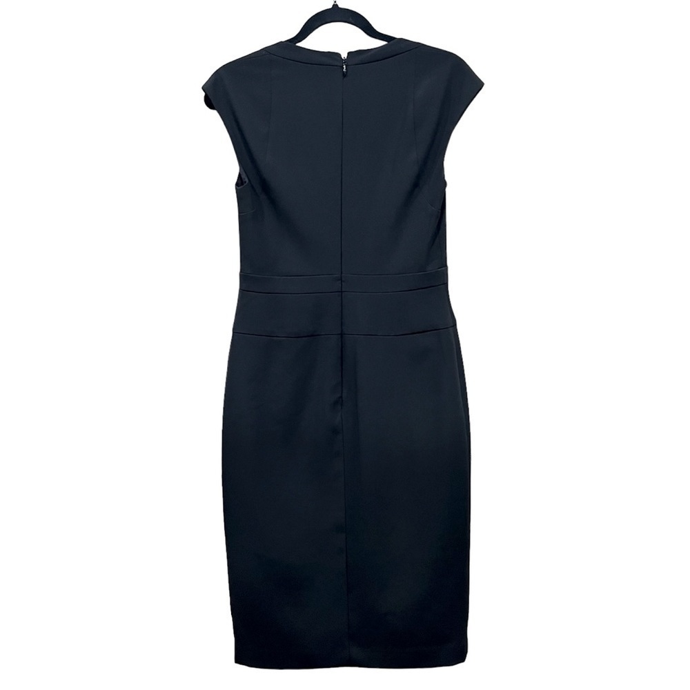 BCBGMaxAzria Black Cap-Sleeve V-Neck Sheath Dress - Picture 4 of 7